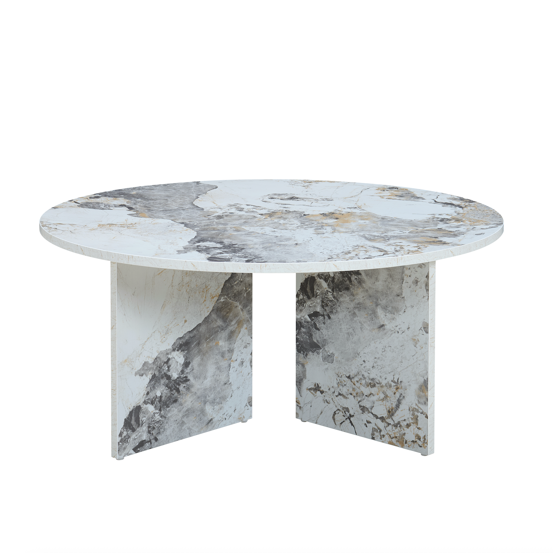 Aura White Marble Effect Round Coffee Table
